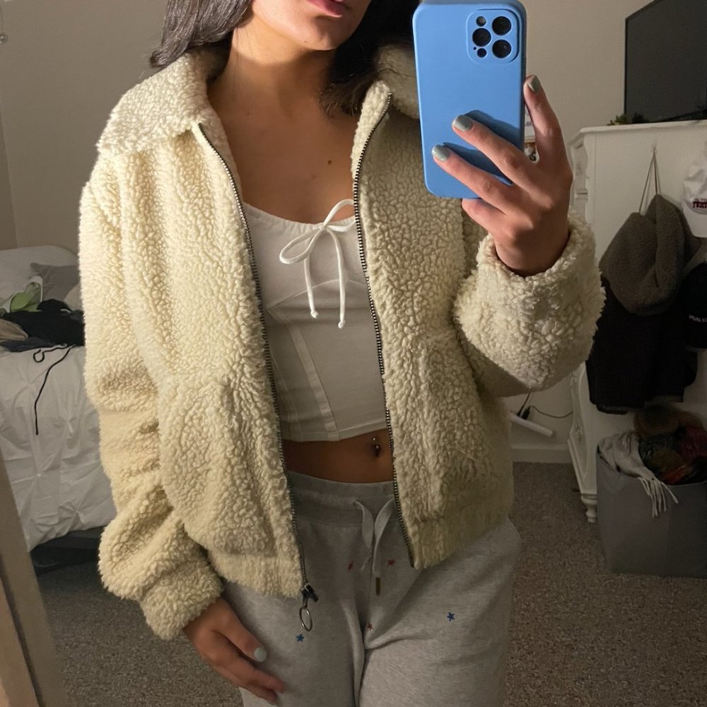 Cream Medium Teddy Jacket from Aeropostale